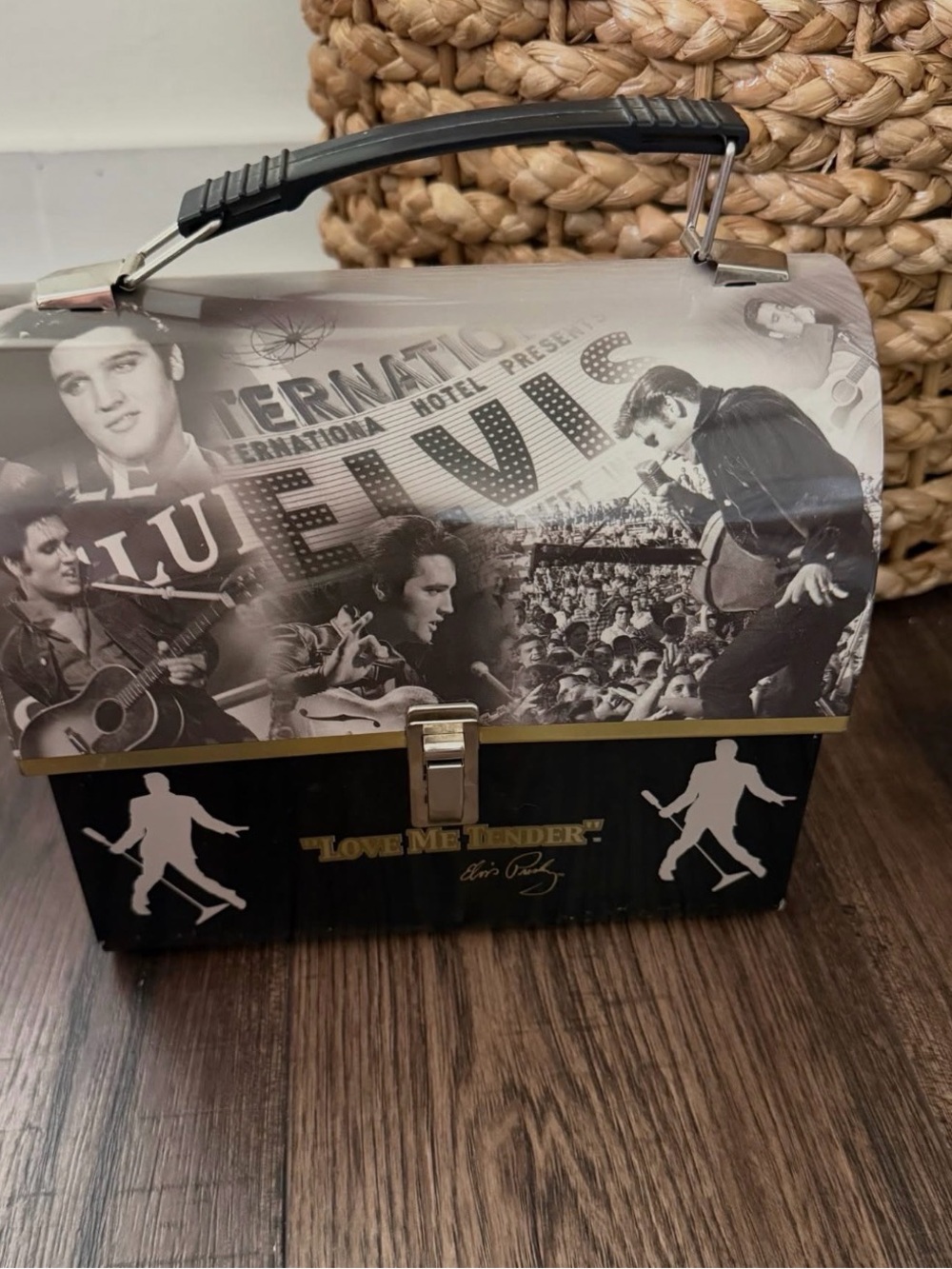 Elvis Lunch Box Love Me Tender 2003 Dome Tin Tote Elvis Presley Enterprises vntg